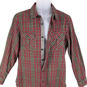Converse Mens M Y2K Plaid Button Up Heavy Shirt Long Sleeve Shacket Preppy